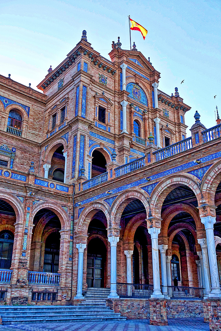 Plaza de espania, Palace, Sevilla, történelmi, híres, emlékmű