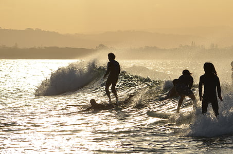 Byron bay, Strand, New-South.Wales, Surfen, Sonnenuntergang