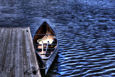 dock, rowboat, boat, blue, sea, salton sea, ripples