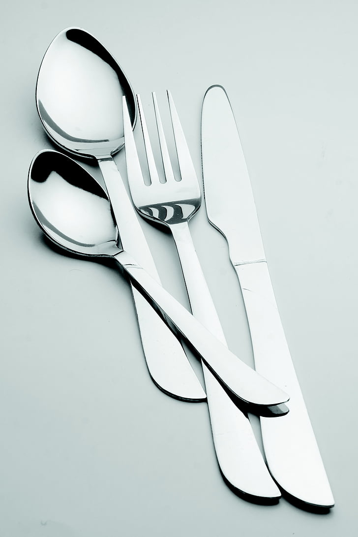 cutlery, steel, elegant, fork, silver colored, studio shot, silver - metal