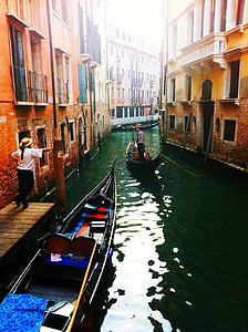 Benátky, Gondola, kanál, vody, domy, vodný kanál, Benátky - Taliansko