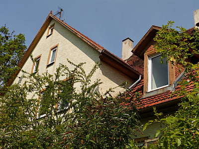 štítové, gaupe, Domov, budova, okno, strecha, rastlín