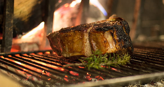 steak, côtes, bois, romarin, Fiorentina, cuisine, barbecue