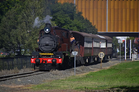 Toowoomba, Warwick, Queensland, vlak, železničná, lišta, preprava