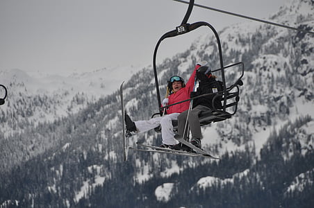 滑雪, 惠斯勒, 加拿大, 滑雪缆车, 不列颠哥伦比亚省, 冬天, 滑雪