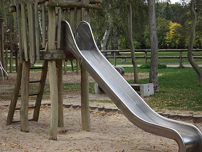 children, playground, slide, play, game devices, lonely, sand