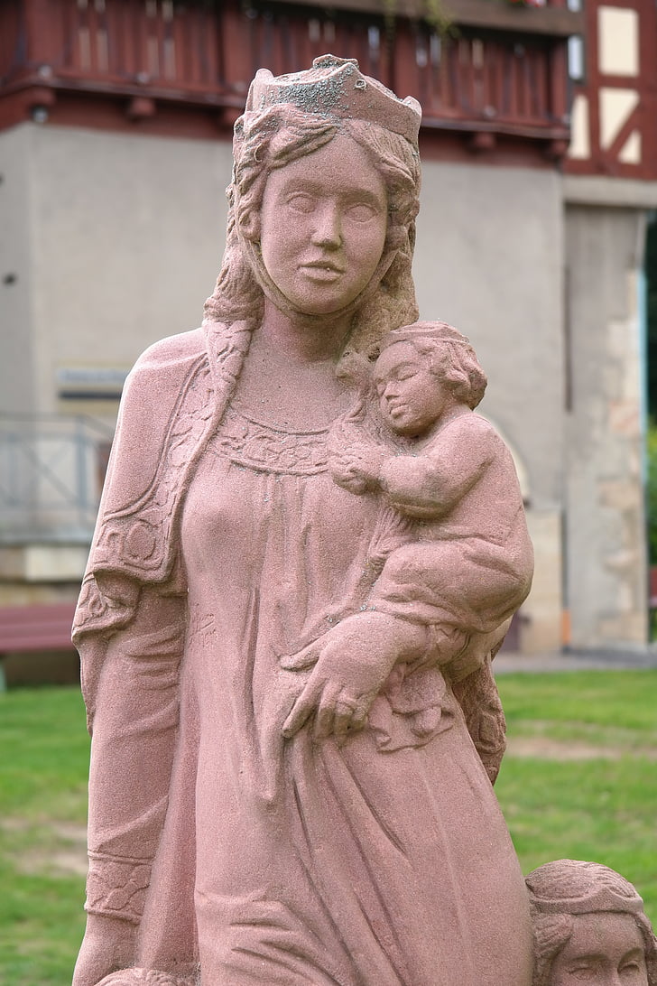 obrázek, Kamenná postava, Žena, děti, Irene Byzance, Filip Švábský, Barbarossa