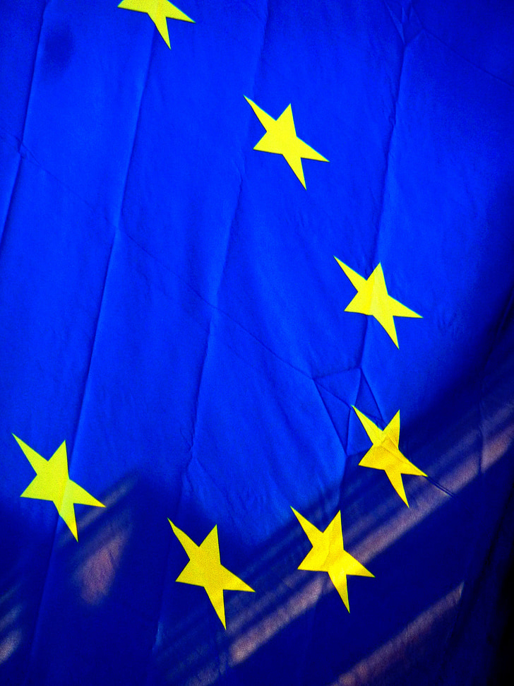 zastava Evropa, Evropi, modra, emblem, prepozna, zastavo, drhtenje