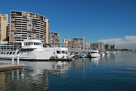 Yacht, Marina, bateau, eau, Sky, nautique, bleu