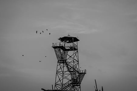 BlackAndWhite, porzucone, Wieża, Indie, BNW, fotografii