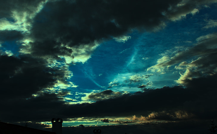 blå, Sky, moln, lampor, Panorama, spektakulära