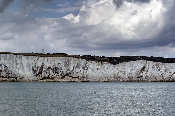 hvit kliff, Dover, England, Rock, skyer, sjøen, hvite klipper