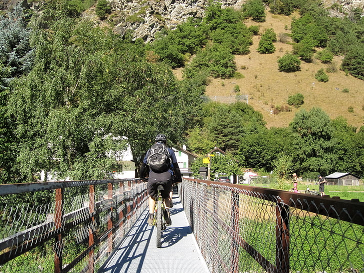 스위스, 산, 자연, 알파인, 브릿지, 자전거, transalp