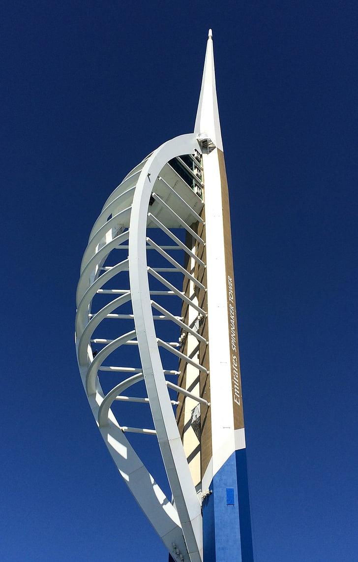 spinnaker tower, portsmouth, gunwharf quays, waterfront, tall, tower, uk