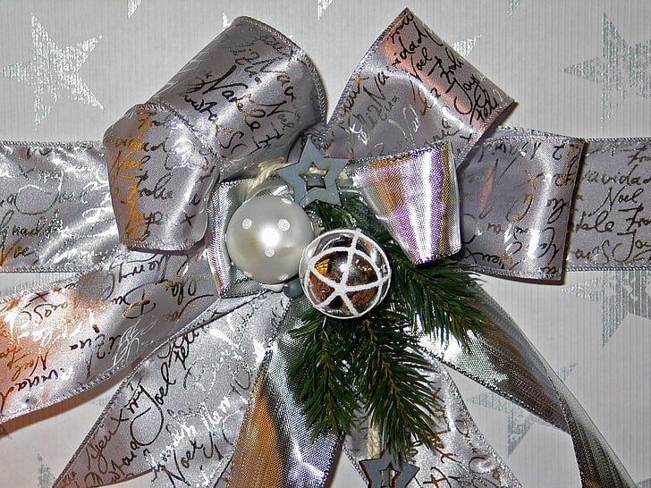 boucle, Christmas, cadeau, décoration, emballage, emballé, ruban de cadeau