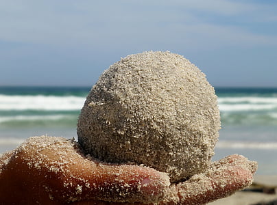 球, 沙子, 手, 儿童, 保持, 平衡, 休息