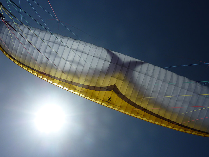 paragliding, sky, sun, screen, canvas, team 5, blue