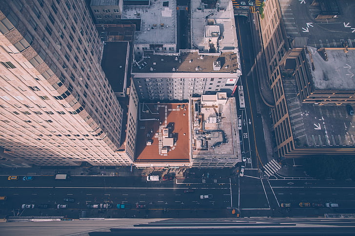 city, aerial, street, buildings, nyc, new york, usa