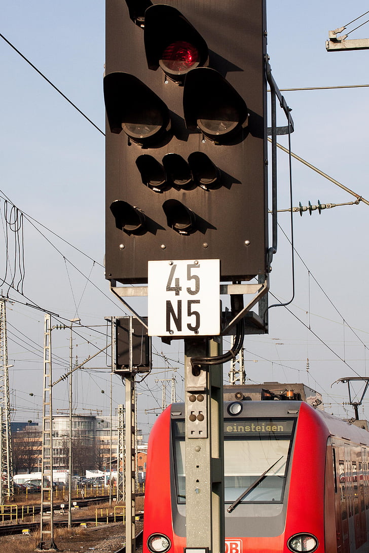 signaal, Stop, trein, s-bahn, besturen van een, rood, Loco