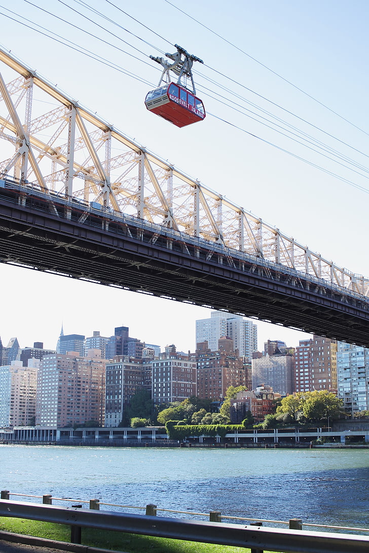 Niujorkas, tiltas, Manhattan, Niujorko miesto panoramoje, NYC, tiltas - vyras padarė struktūra, miesto arenoje