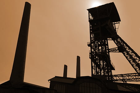 priemysel, Ťažba uhlia, uhlie, Extrakcia, jindřich ťažobné veže, Baňa, silueta