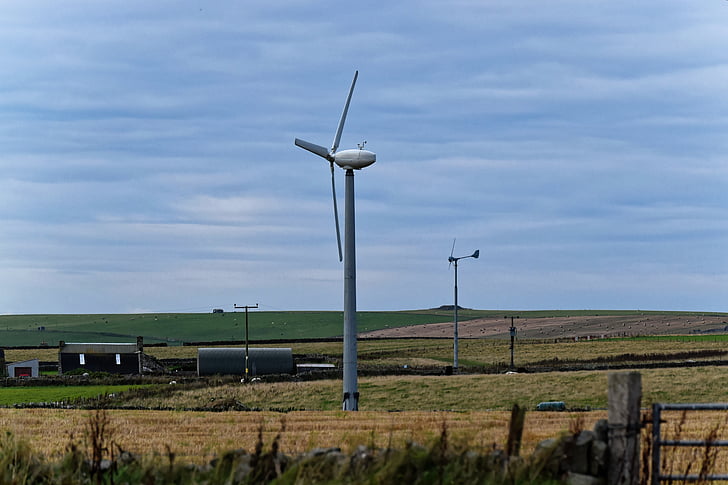 paisagem, zona rural, turbina de vento, energia, verde, céu, nuvens
