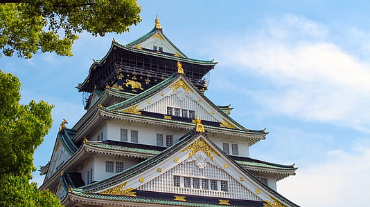 osaka castle, japan, five, osaka, landmark, asian style, architecture