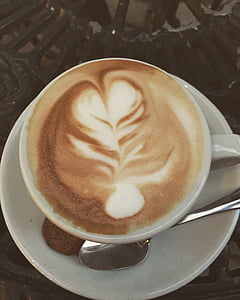 Art, blur, szünet, kávézó, koffein, cappuccino, közeli kép: