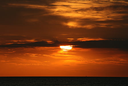 posta de sol, platja, Mar, posta de sol de platja, l'estiu, horitzó, nit