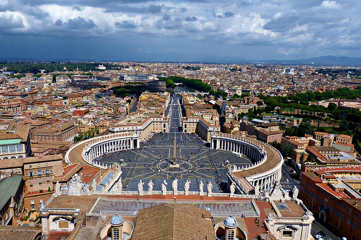 Szent Péter tér, a Vatikán, Olaszország, nap, építészet, utca-és városrészlet, Európa
