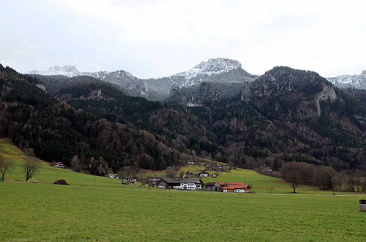 landscape, bavaria, view, mountains, kampenwand, mountain peak, snow