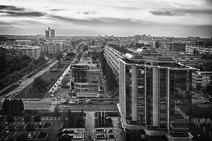 Beograd, mesto, Srbija, Evropi, arhitektura, Beograd, črno-belo