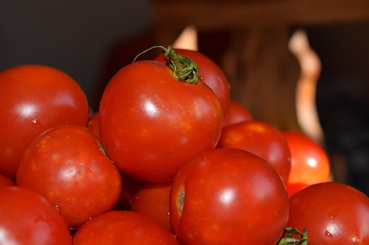 tomatid, punane, toidu, köögiviljad, taimetoitlane, Frisch, terve