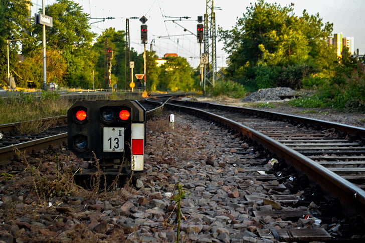 zachte, signaal, trein, licht, gleise, spoorwegen, leek