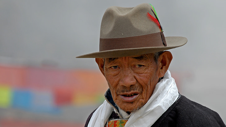 Tibet, klobúk, muž, osoba, muži, ľudia, Senior dospelý