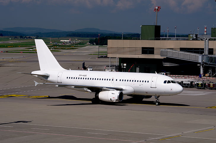 エアバス a319, 空港チューリッヒ, ジェット, 航空, トランスポート, 空港, 航空機