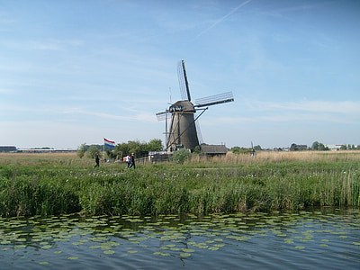 vindmølle, Holland, Kinderdijk