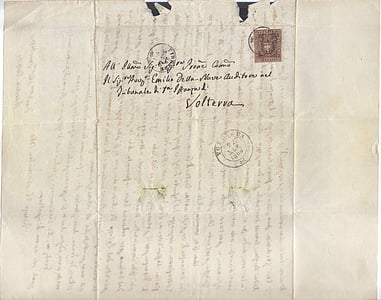 dopis, vzácné, Volterra, staré, Mapa, razítko, pošta