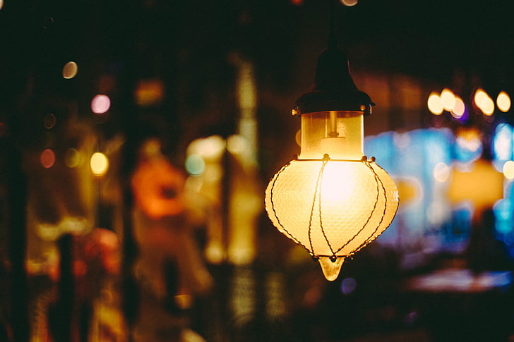 lamp, cafe, large aperture, festival, blur, electric Lamp, lantern