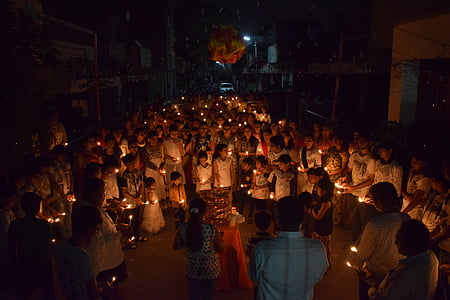 people, light, crowd, human, night, candle march, sad
