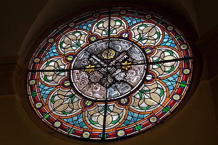 Glasmalerei-Fenster, Krotoszyn, Das Rathaus, Wappen, Runde, Farben, Bereich 