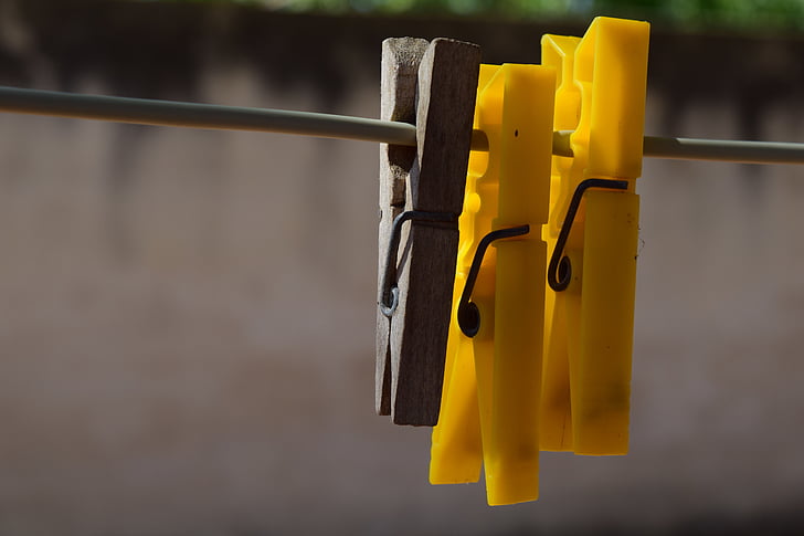clothes line, clothespins, close, summer, plastic clip, hang, dry
