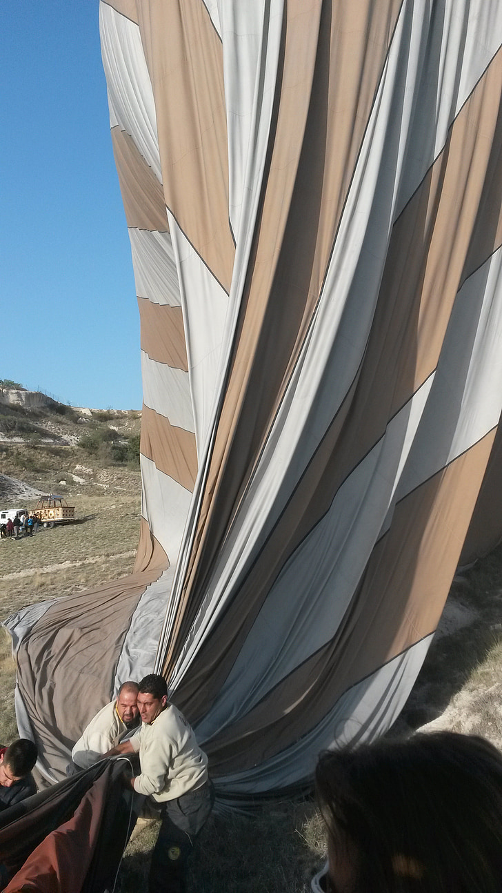 hete luchtballon, ballon, ballon envelop, mouw, landing, Turkije, Cappadocië