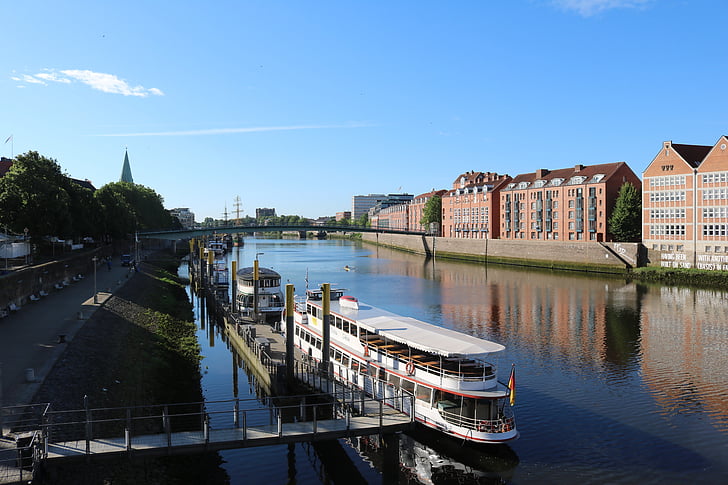 Bremen, Weser, doden, water, rivier, schepen, Teerhof