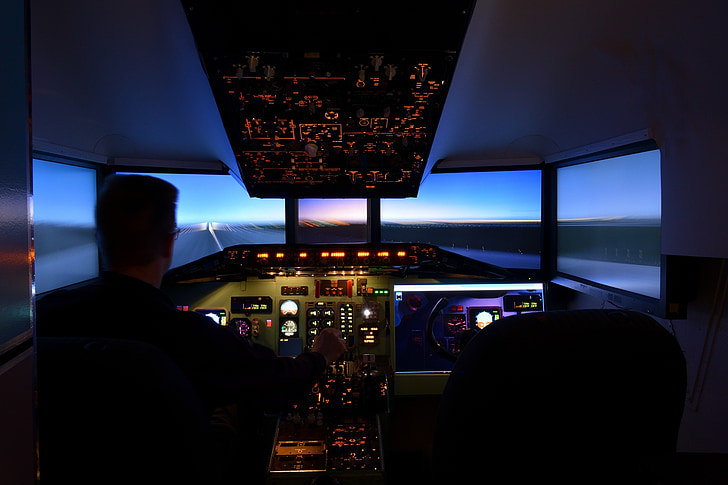 simulaatori, Lennundus, md-80, DC 9, kabiini, Flight simulator, lennu