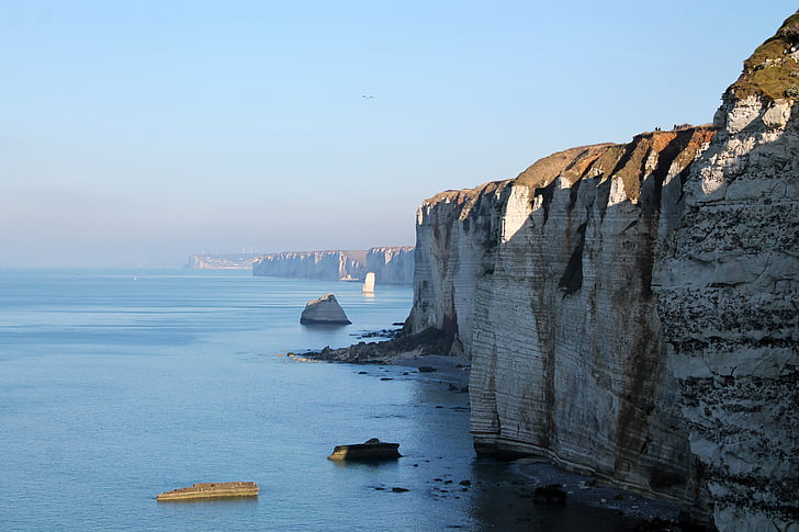 Cliff, himmelen, Rock, sjøen, landskapet, natur, Frankrike