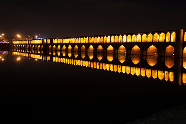 Fotografía, iluminado, puente, noche, arquitectura, edificio, infraestructura