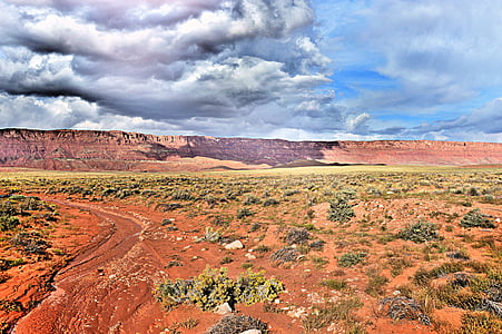 Гранд-Каньон, пустыня, горы, облака, пейзаж, Национальный парк, Аризона