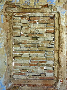 窗口, 被遗弃, 废墟, 砖, 用木板, 建筑的结构, 建筑