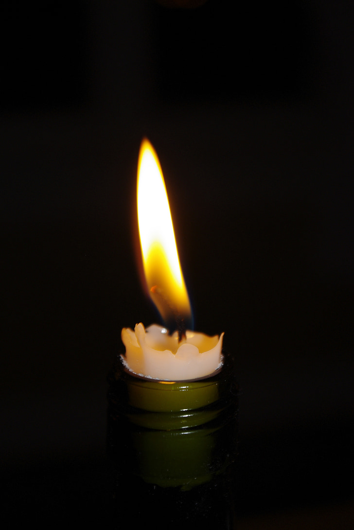 kynttilä, liekki, pullo, Candlelight, Burning